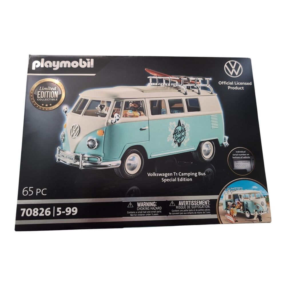 Playmobil Volkswagen T1 Camping Blue VW Bus Special Edition 70826 Surfing NEW